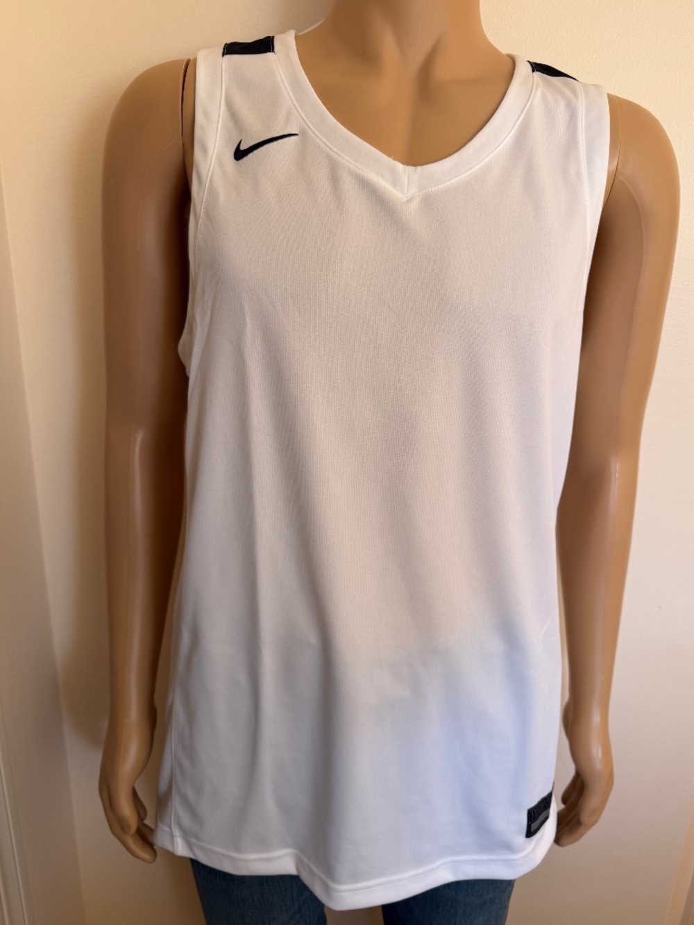 $50 Nike Overtime Basketball Jersey Men's White Tank Top Large